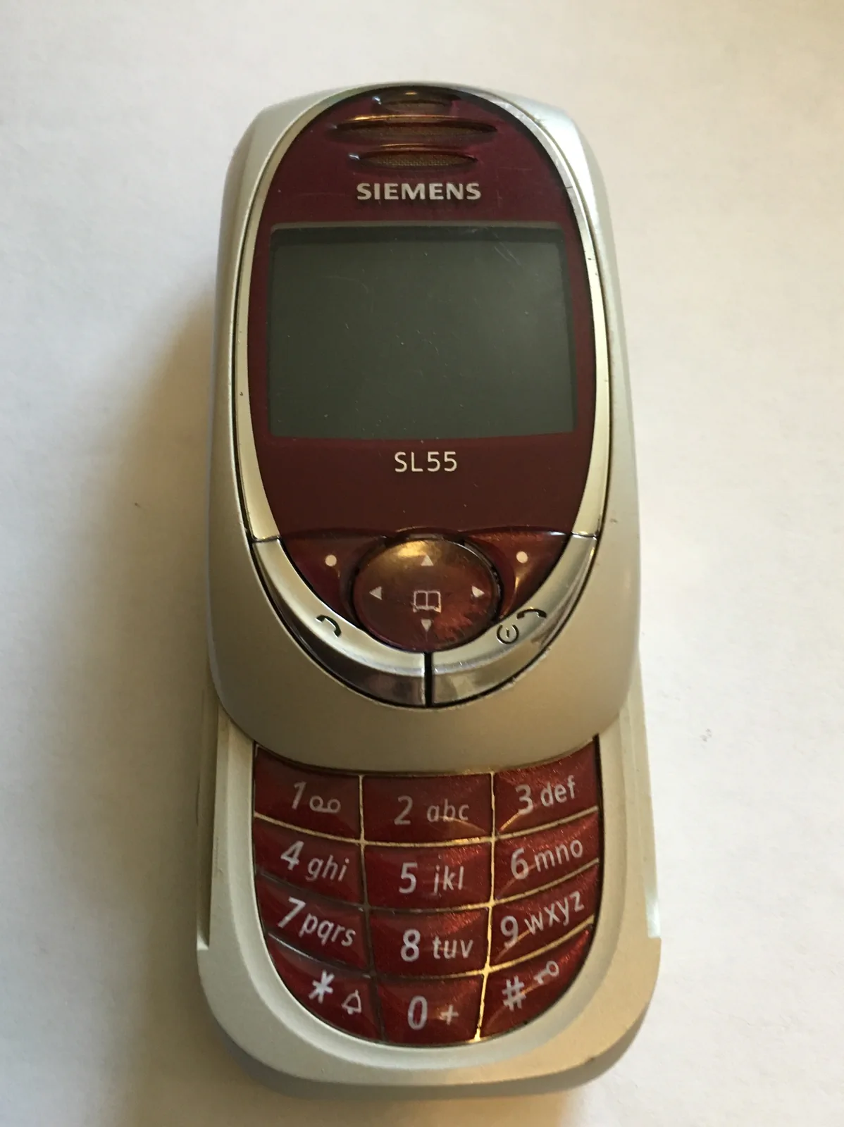 Siemens SL55 红银实机展开正面与数字键盘
